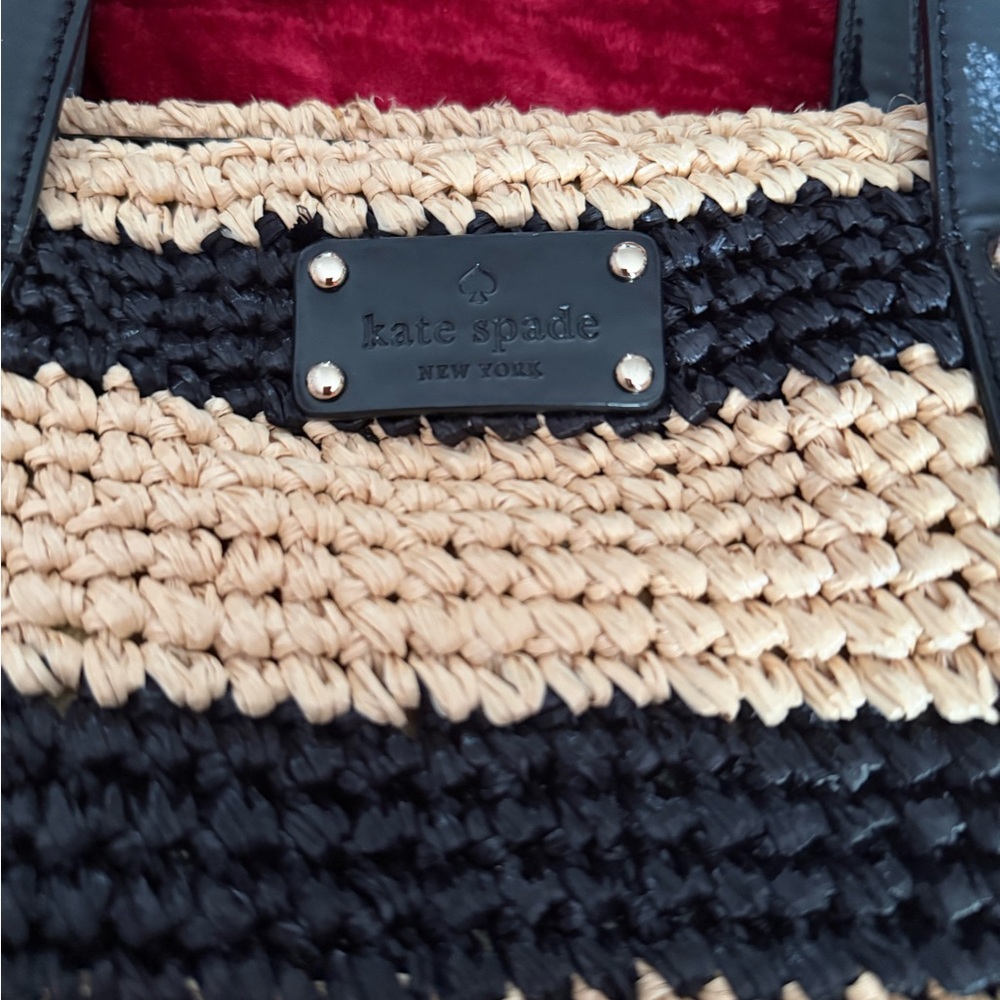 kate spade Black and Natural Straw Tote